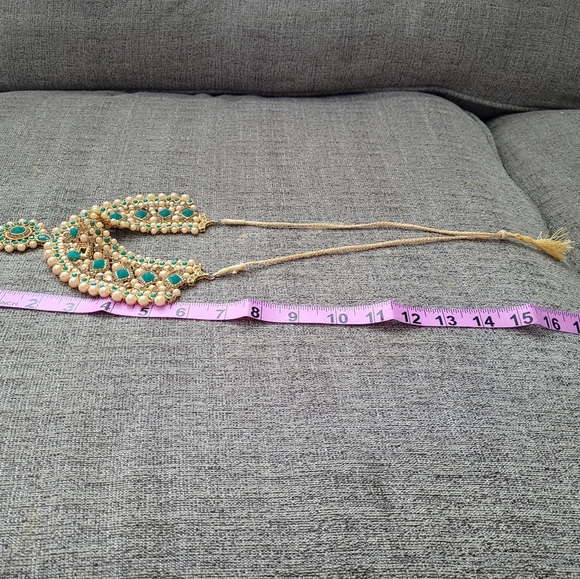 Indian bridal pearl and green set - Picture 6 of 7